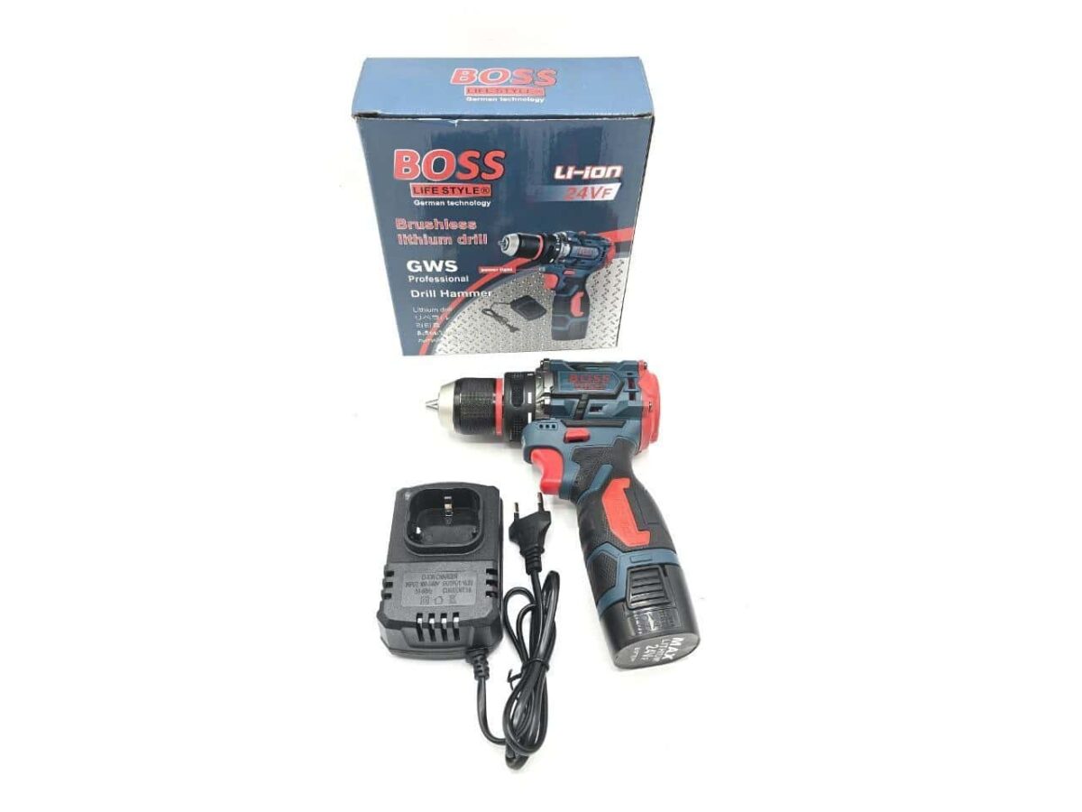 دریل-شارژی-۲۴-ولت-براشلس-سه-نظام-فلزی-باس-مدل-Bs3035